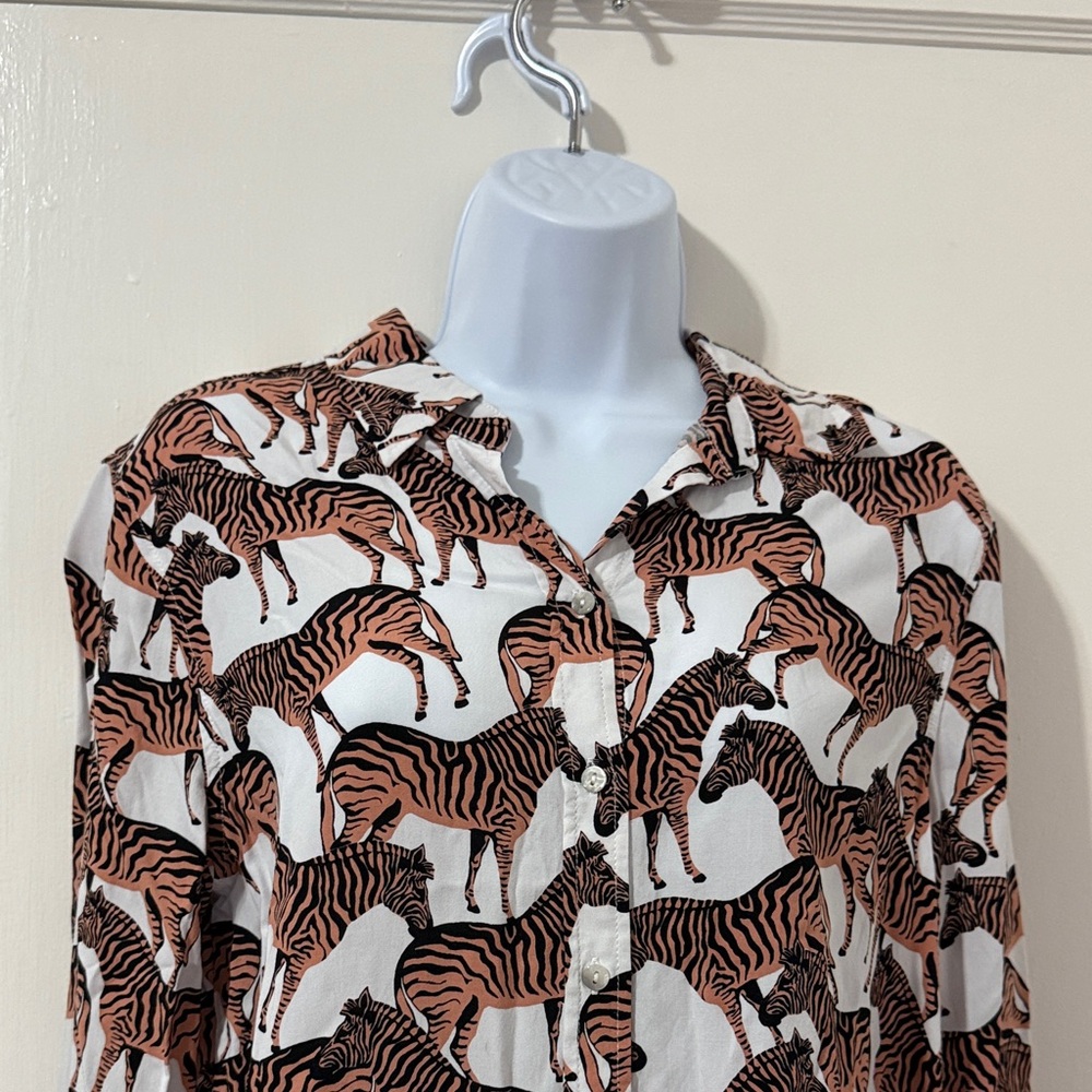 *Last Chance* Jane and Delancey Zebra Print Button Down Shirt - Picture 2 of 15